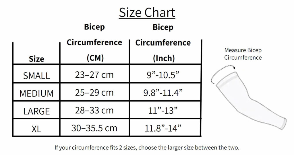 Compression Arm Sleeves Size Chart