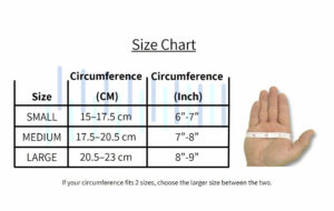 Size Chart for the Arthritis Compression Gloves