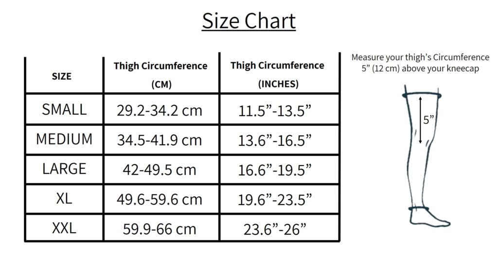 Compression Knee Sleeve size chart